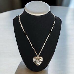 Vintage Silver Heart Pendant Necklace